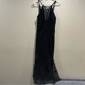 Free People laced long black dress.  Size 2